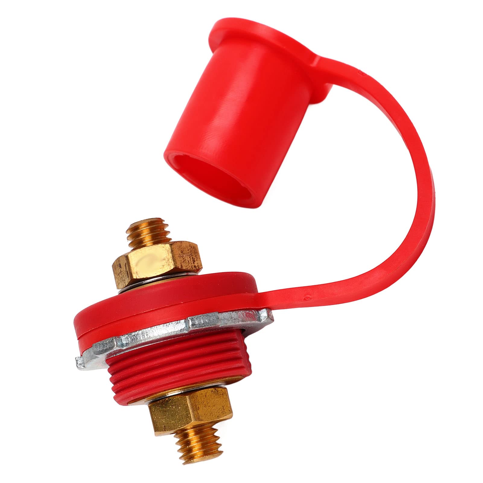 Batteriekabel-Anschlussstecker, 250 A Batterie-Anschlussstecker 3/8 Zoll Starke Messing-Bolzenklemmen für Auto, Wohnmobil, Boot (Rot) von Headerbs
