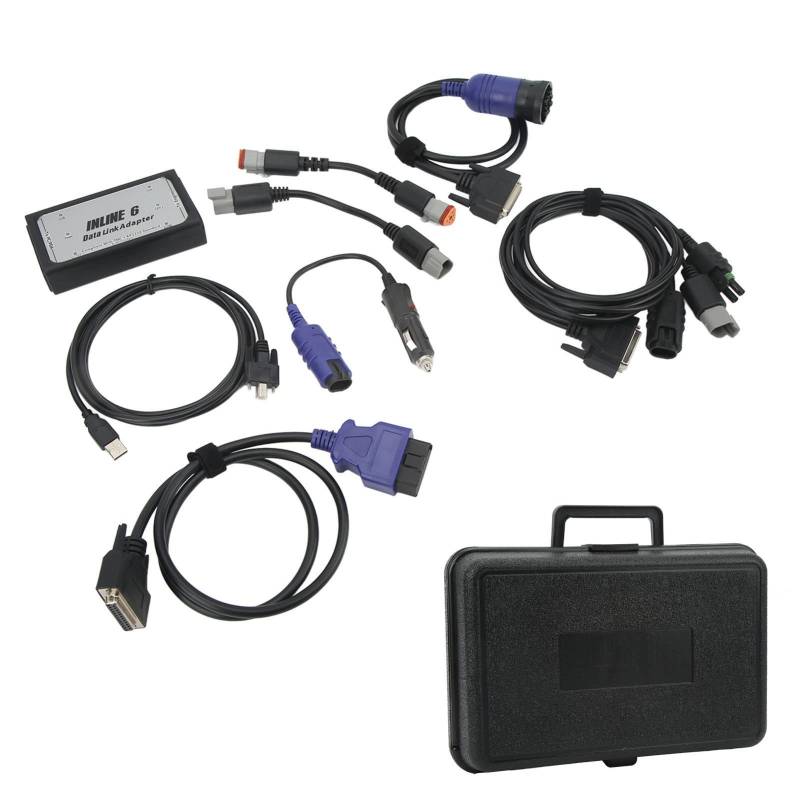Inline 6 Data Link Adapter Kit, Hochleistungs-Lkw-Scanner-Diagnosewerkzeug, Diagnosewerkzeug-Ersatz für Cummins-Motor (mit Aufbewahrungsbox) von Headerbs