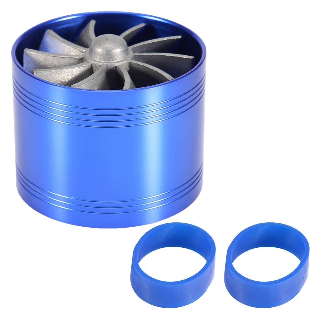 Lufteinlass-Turbolader, Luftfilter-Turbolader mit Gummihalterung, Auto-Lufteinlass-Turbolader, Einzellüfter, Turbine, Super-Ladegerät, Gaskraftstoffsparer, Turbo 64 Mm(Blau) von Headerbs