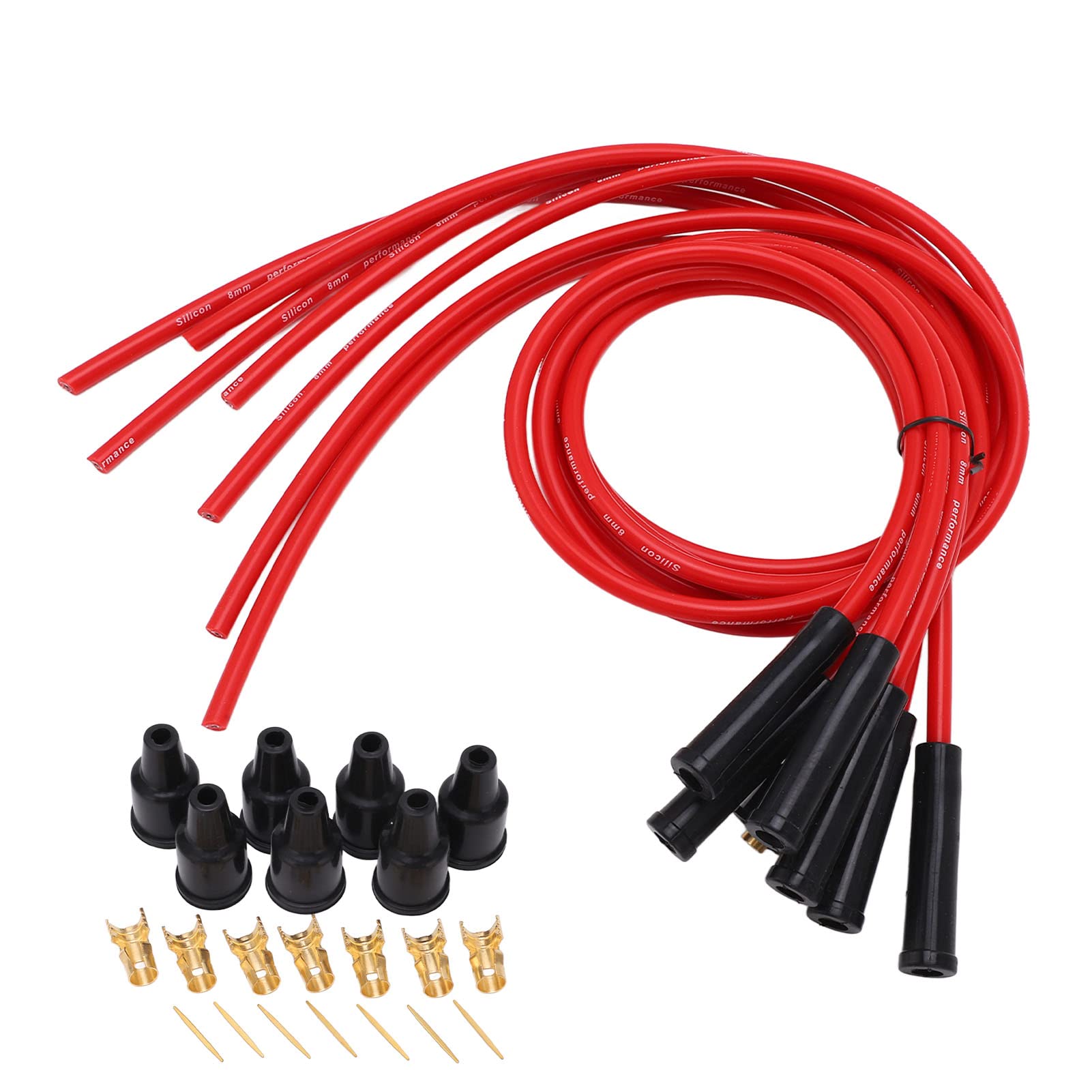 Zündkerzenkabel-Set, 8 Mm Zündkerzen-Zündkabel-Ersatz für 6-Zylinder-Oldtimer, 1 M/3,3 Ft Länge Zündkerzenkabel-Set, 8 Mm Zündkerzen-Zündkabel-Ersatz für 6-Zylinder-Oldtimer, 1 M/3,3 Ft Länge von Headerbs