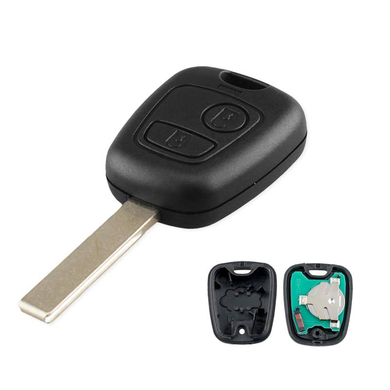 Heart Horse AutoSchlüssel Gehäuse der Fernbedienung, 2 Tasten Funkschlüssel Schlüssel Ersatz FernbedienungsSchlüsseletui für Peugeot 107 207 307 407 mit 433Mhz ID46 PCF7961 Chip Programmierbarer von Heart Horse