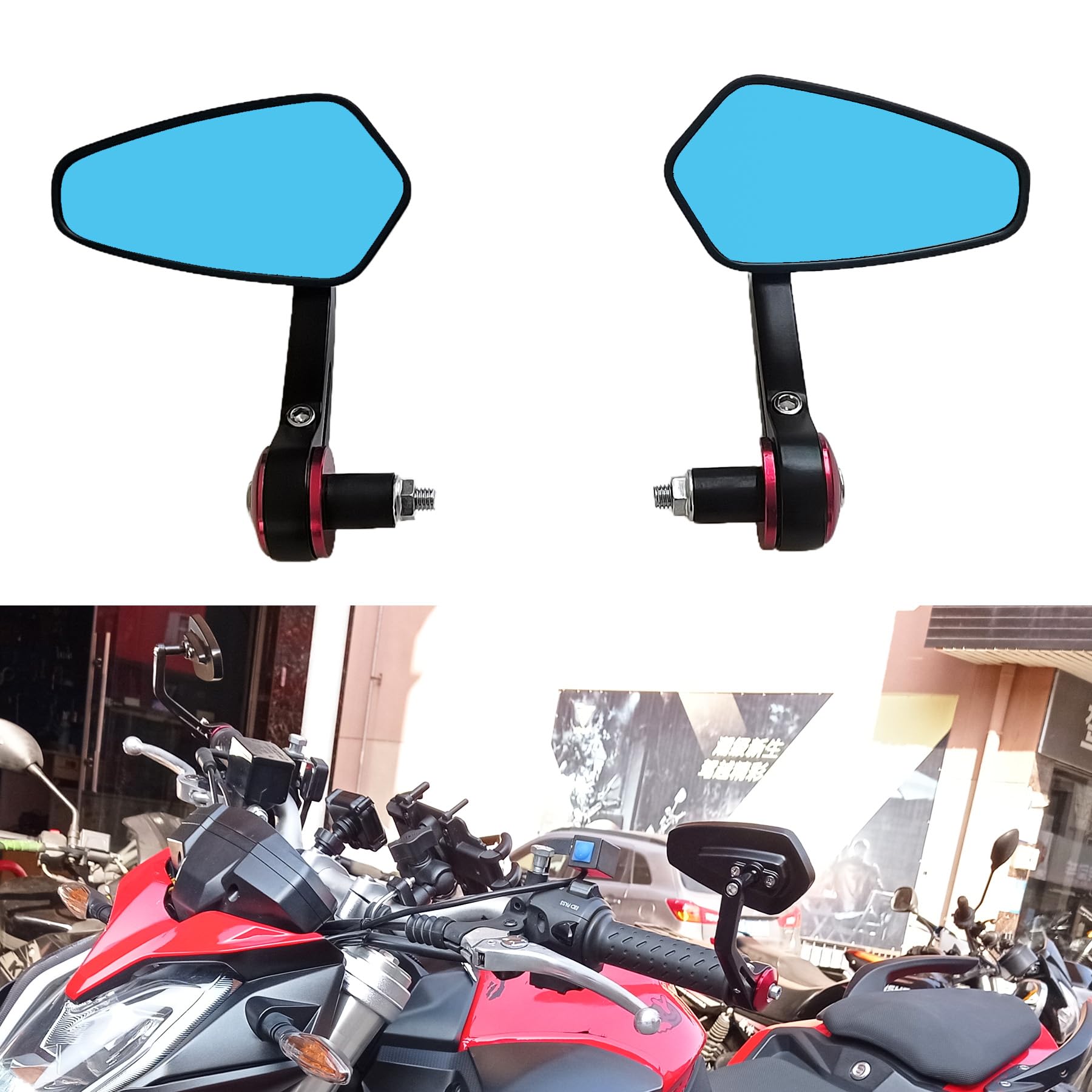 Heart Horse Lenkerendenspiegel Motorrad Seitenspiegel Ersatz für Scooter Yamaha Kawasaki Z750 Z1000 MT03 MT09 FZ1 FZ6, Retro Lenker Seitenspiegel, Rot Motorradspiegel blendfreie Spiegel für Scooter Heart Horse Lenkerendenspiegel Motorrad Seitenspiegel Ersatz für Scooter Yamaha Kawasaki Z750 Z1000 MT03 MT09 FZ1 FZ6, Retro Lenker Seitenspiegel, Rot Motorradspiegel blendfreie Spiegel für Scooter von Heart Horse