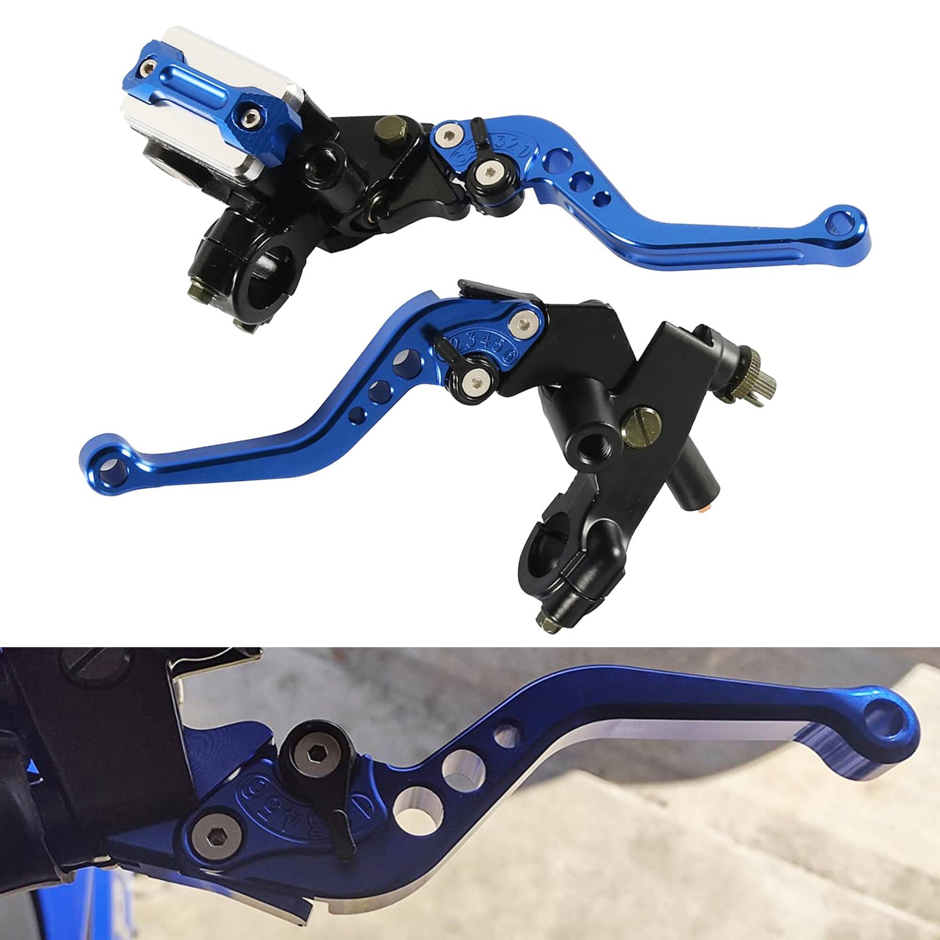 Heart Horse Motorrad Bremshebel, 22 mm Aluminiumlegierung Motorrad Kupplungshebel, Hauptzylinder Reservoir bremshebel Kupplung Griff Ersatz für Pit Dirt Bike Motorrad Roller Kawasaki Yamaha (blau) von Heart Horse