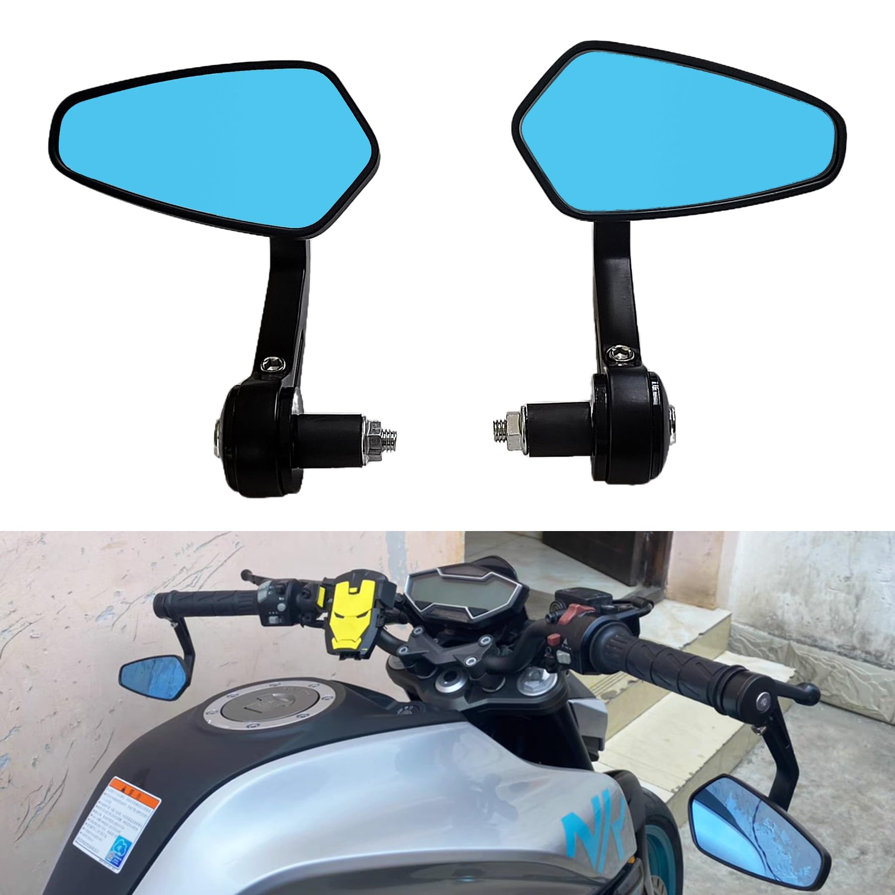 Heart Horse Motorradspiegel für Lenker, Motorrad Seitenspiegel für 17-19mm Lenker inneres Loch, blendfreie Lenkerendenspiegel Motorrad, Lenkerseitenspiegel Ersatz für Scooter Ducati Yamaha Kawasaki Heart Horse Motorradspiegel für Lenker, Motorrad Seitenspiegel für 17-19mm Lenker inneres Loch, blendfreie Lenkerendenspiegel Motorrad, Lenkerseitenspiegel Ersatz für Scooter Ducati Yamaha Kawasaki von Heart Horse