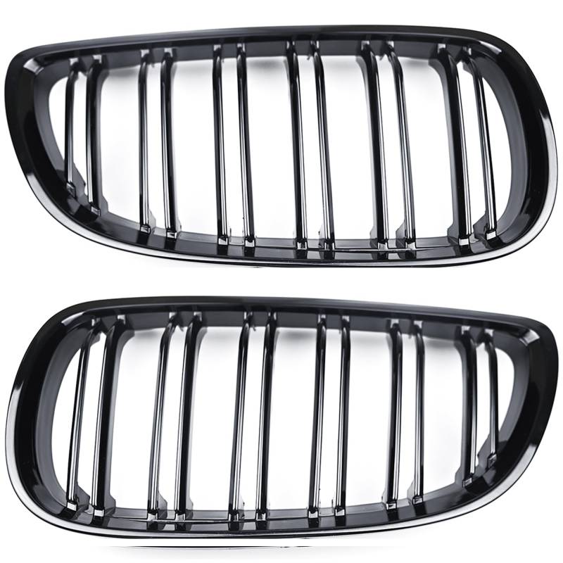 Hebstw E92 Nieren Kühlergrill Schwarz Passend für BMW E92 pre-facelift (2006-2009) 3er [2-door] coupe,E93 pre-facelift:(2007-2010) 3er [2-door] Cabrio Glanz Schwarz Doppelsteg von Hebstw