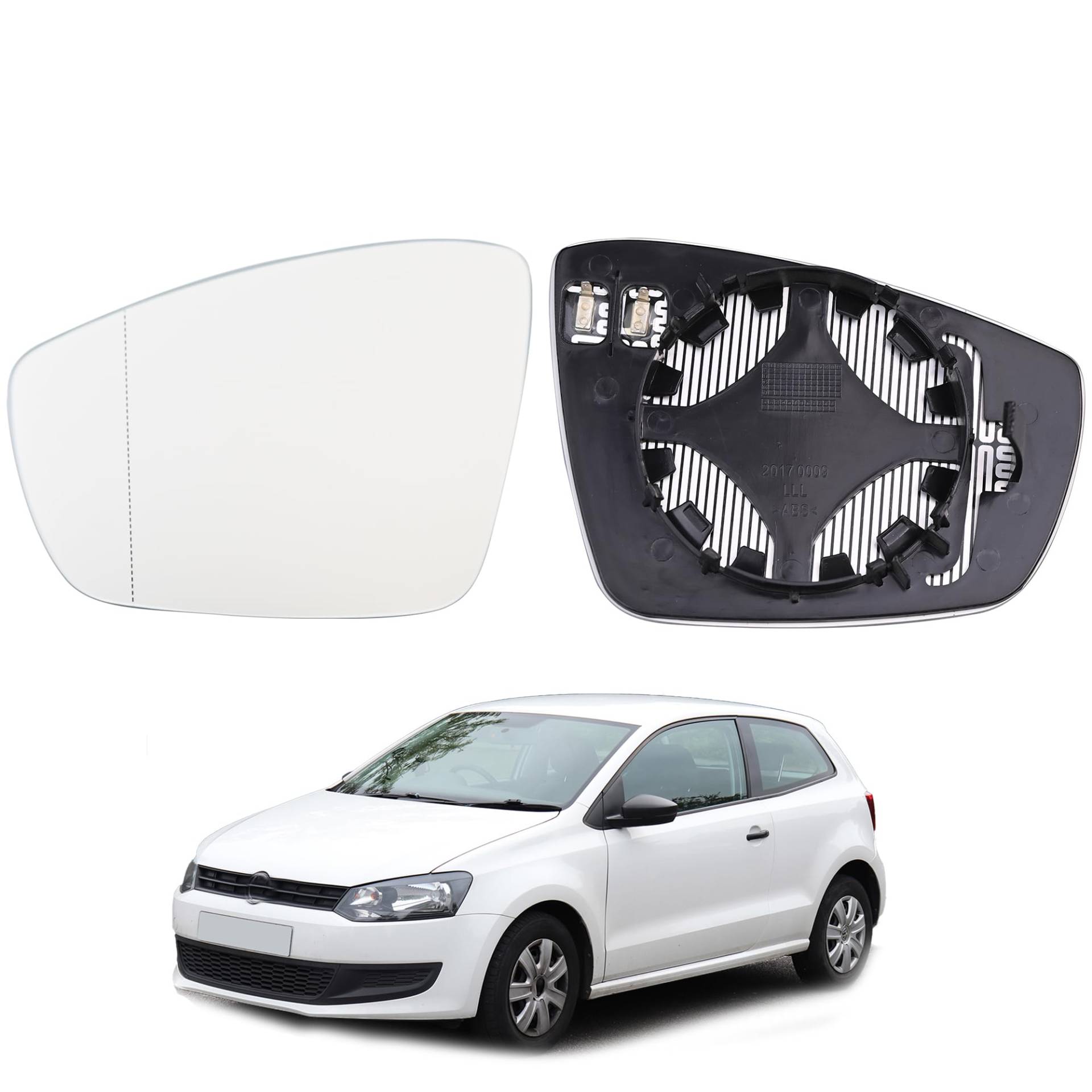 Hebstw Heated Spiegelglas Ersatz für VOLKSWAGEN Polo 2014-2015,6R0857521,Ersatz Spiegelglas Heizbar, Spiegelglas Außenspiegel Glas(Links) von Hebstw
