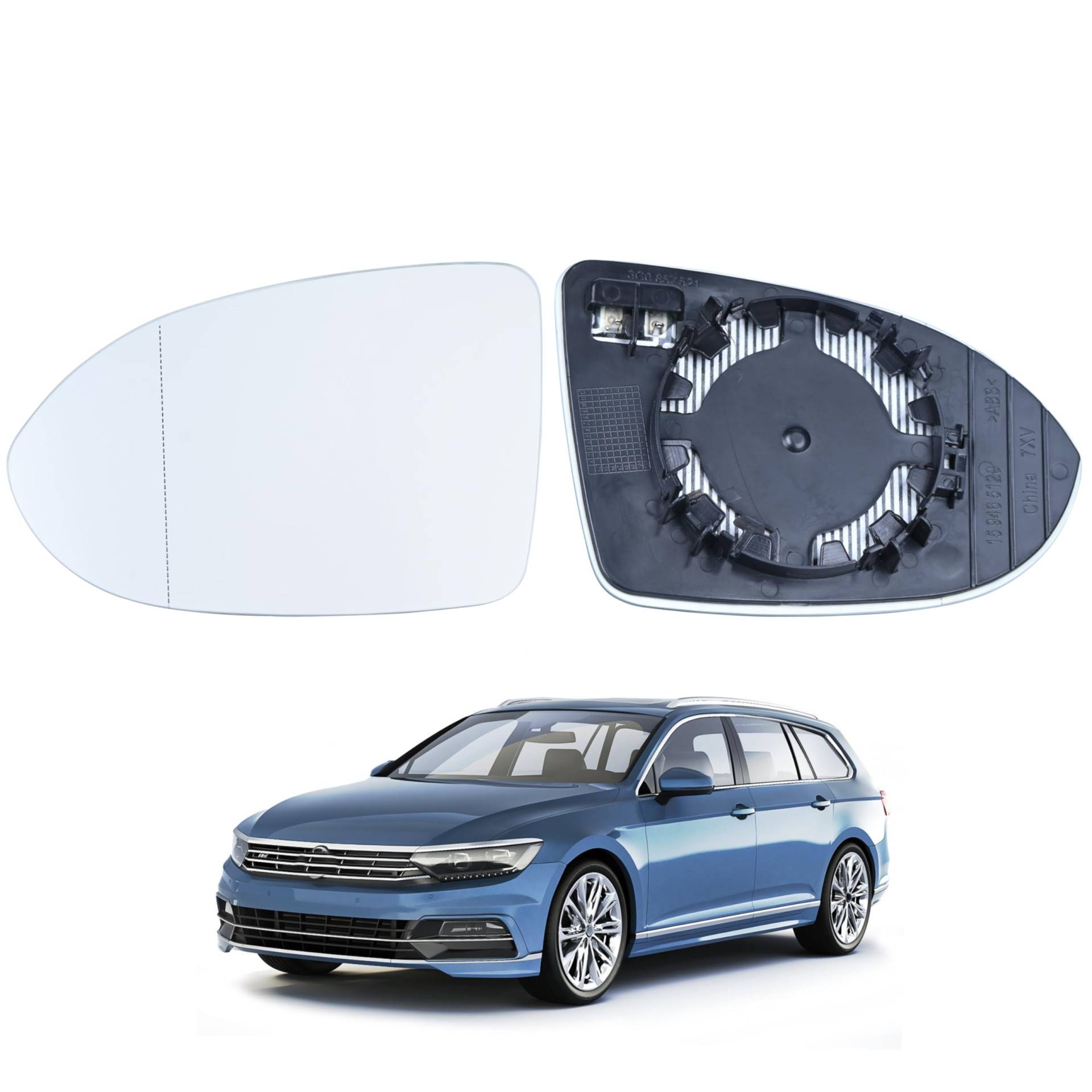 Hebstw Heated Spiegelglas Ersatz für VW Arteon Passat B8 16，3G0857522, Ersatz Spiegelglas Heizbar, Spiegelglas Außenspiegel Glas (Links) von Hebstw