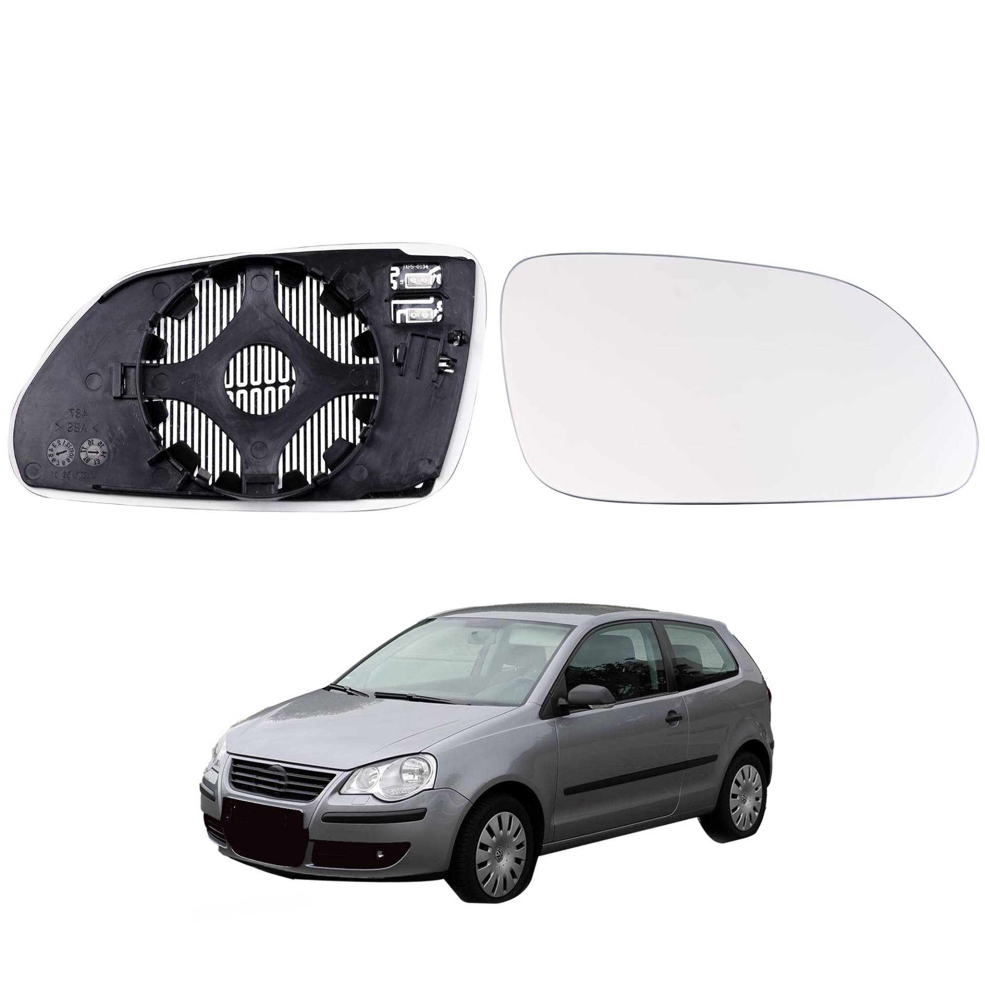 Hebstw Heated Spiegelglas Ersatz für VW POLO 9N 2005-2010 6Q0857522N, Ersatz Spiegelglas Heizbar, Spiegelglas Außenspiegel Glas(Rechts) von Hebstw