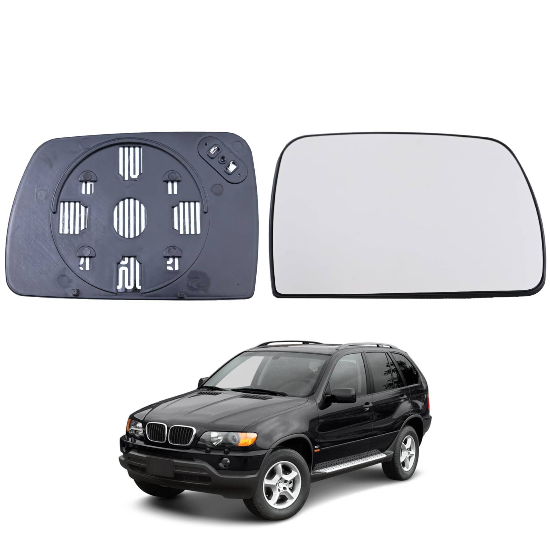 Spiegelglas Ersatz für Bmw X5 E53 1998 1999 2000 2001 2002 2003 2004 2005 2006 Range Rover MK3 2003 2004, Ersatz Spiegelglas Heizbar, Spiegelglas Außenspiegel Glas, Beheizbar Rückspiegelglas (Rechts) von Hebstw