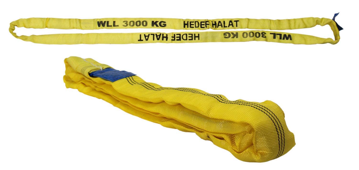 Rundschlinge 3000kg Tragkraft, 10m Umfang, endlos mit Polyesterkern, Hebegurt Hebeband, Gelb von Hedef