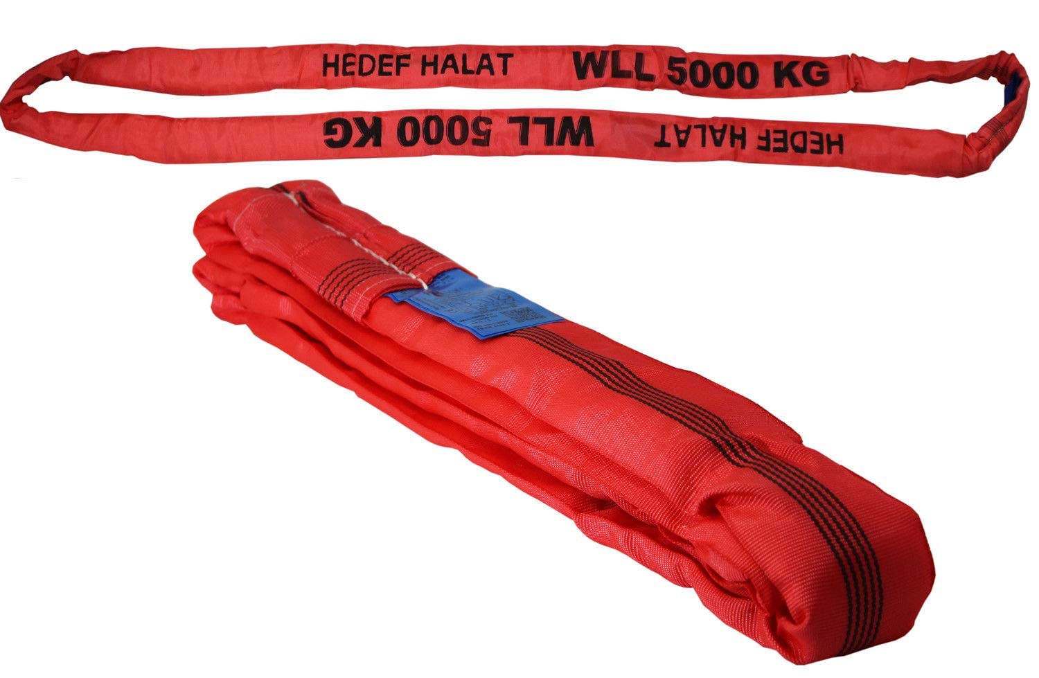 Rundschlinge 5000kg Tragkraft, 10m Umfang, endlos mit Polyesterkern, Hebegurt Hebeband, Rot von Hedef