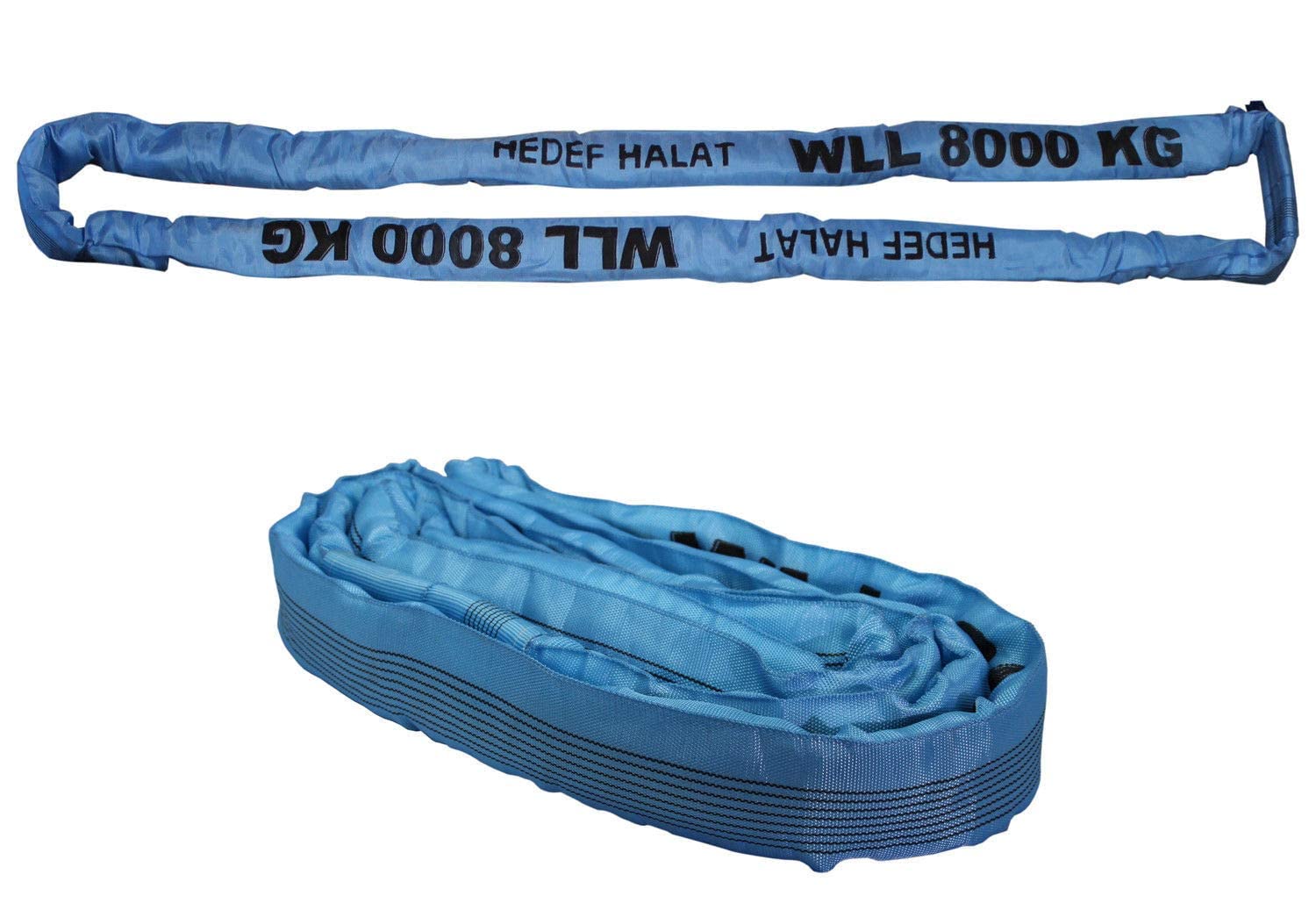 Rundschlinge 8000kg Tragkraft, 4m Umfang, endlos mit Polyesterkern, Hebegurt Hebeband, Blau von Hedef