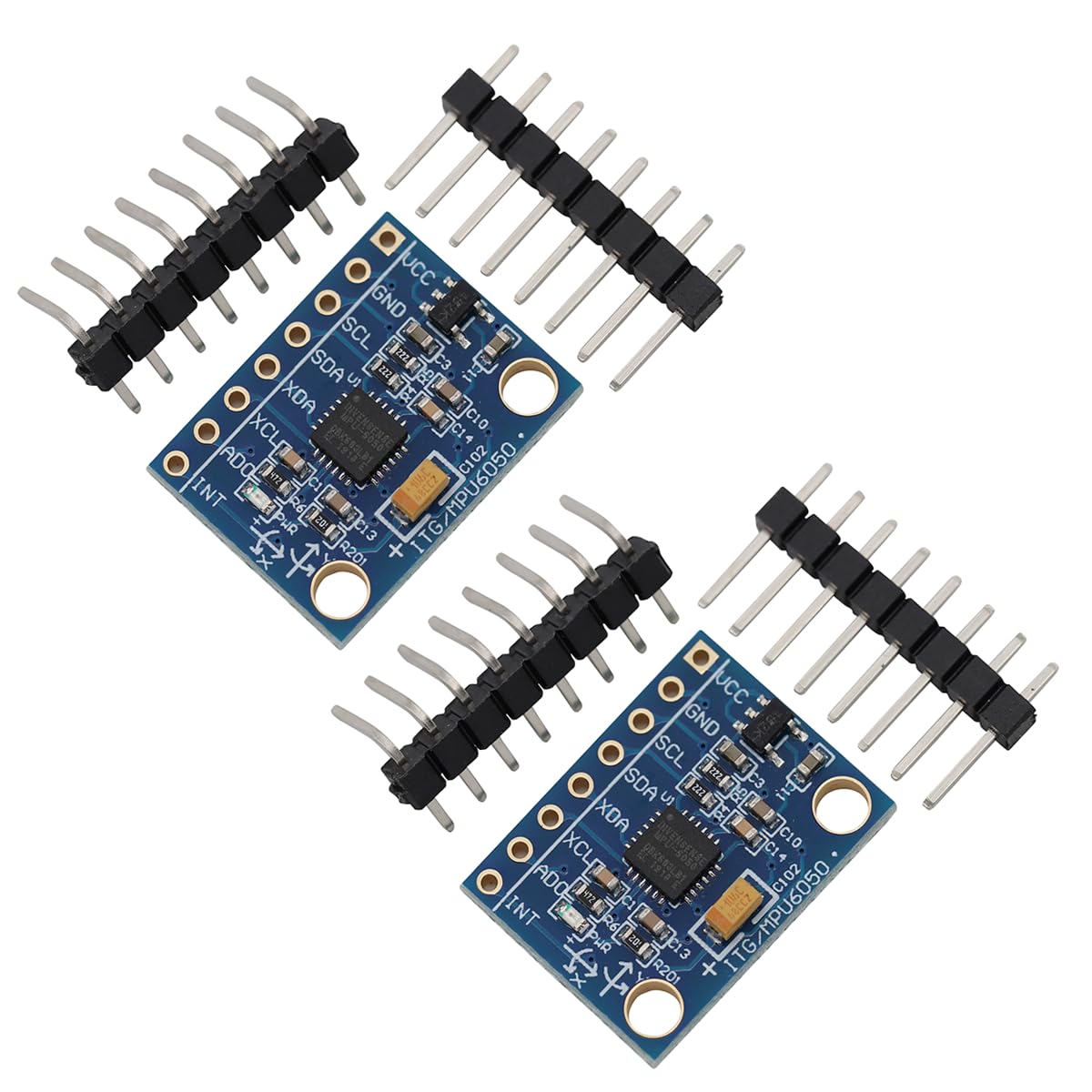 Heevhas 2PCS MPU-6050 GY-521 3 Achsen Gyroskop Beschleunigungsmesser 6 DOF 16 Bit Sensormodul AD-Konverter Datenausgabe IIC I2C für Bewegungserkennungsspiel mit Stiftleiste Heevhas 2PCS MPU-6050 GY-521 3 Achsen Gyroskop Beschleunigungsmesser 6 DOF 16 Bit Sensormodul AD-Konverter Datenausgabe IIC I2C für Bewegungserkennungsspiel mit Stiftleiste von Heevhas