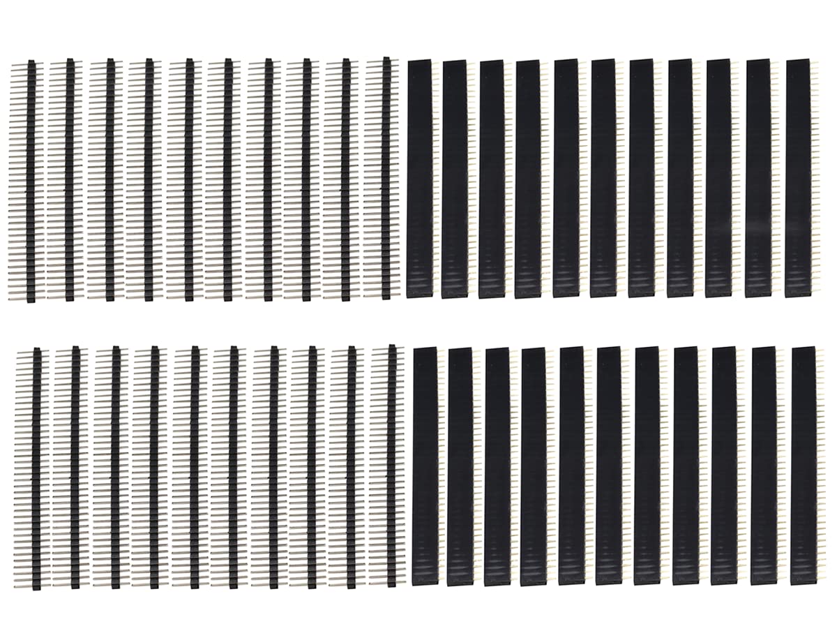 Heevhas 40 Stück 2,54 mm Break away PCB Board Platine Stecker und Buchsenleiste Einreihige männlich und weiblich Pin Header Connector Kit für Arduino Prototyp Shield Heevhas 40 Stück 2,54 mm Break away PCB Board Platine Stecker und Buchsenleiste Einreihige männlich und weiblich Pin Header Connector Kit für Arduino Prototyp Shield von Heevhas