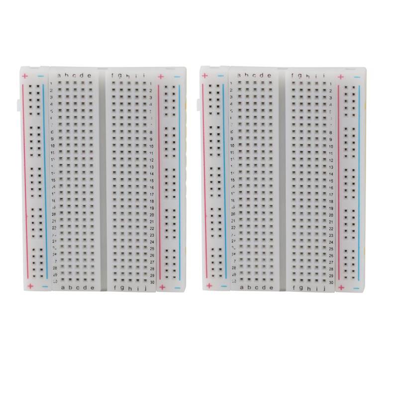 Heevhas 400 Pin Breadboard Lötfreie Leiterplatten-Sets Elektronik Steckbrett Experimentierboard 4 Stromschienen Steckbrett Set Elektronisches Experiment für Arduino Jumper Kabel (2 Stück) von Heevhas