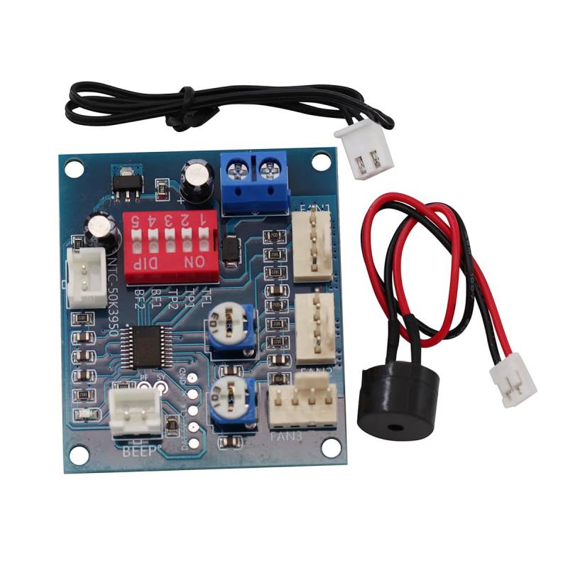Heevhas DC12V 5A Drehzahlregler Lüfter Modul Standalone Lüftersteuerung 4 Draht Thermostat mit Buzzle und Probe DIY Regler Modulplatine für PC Lüfter Temperaturregler von Heevhas