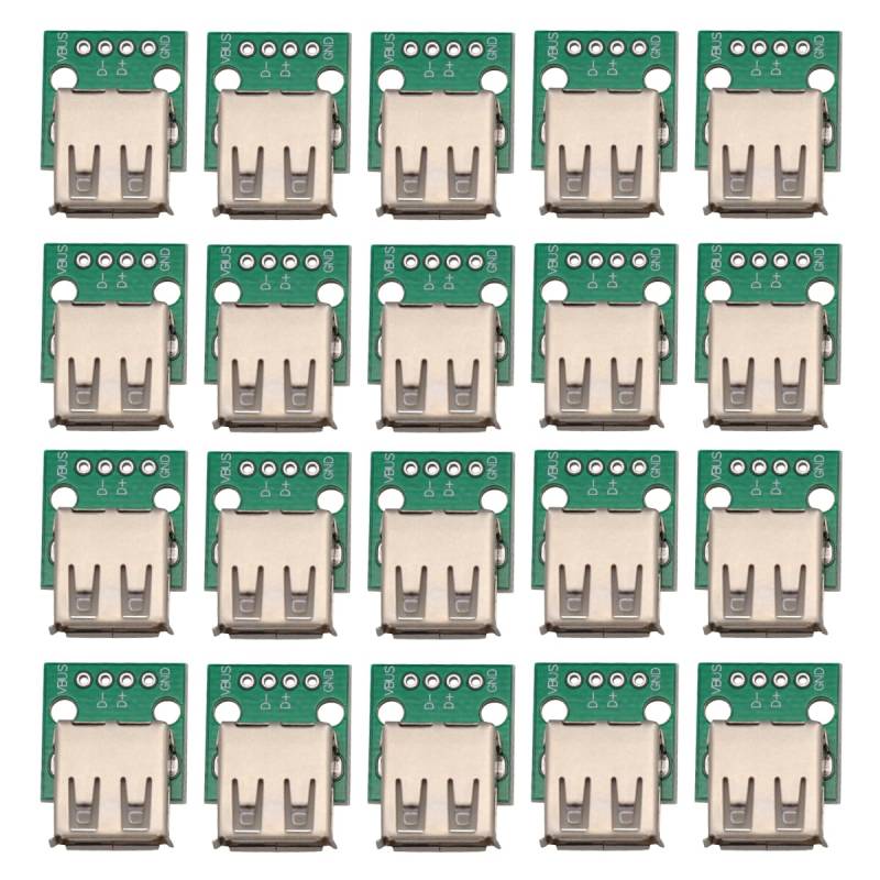 Heevhas DIY Stecker USB 2.0 A Weiblich zu DIP Adapter Konverter Breakout Board 2.54mm 4 pin PCB Converter für DIY Netzteil (20 Stück) von Heevhas