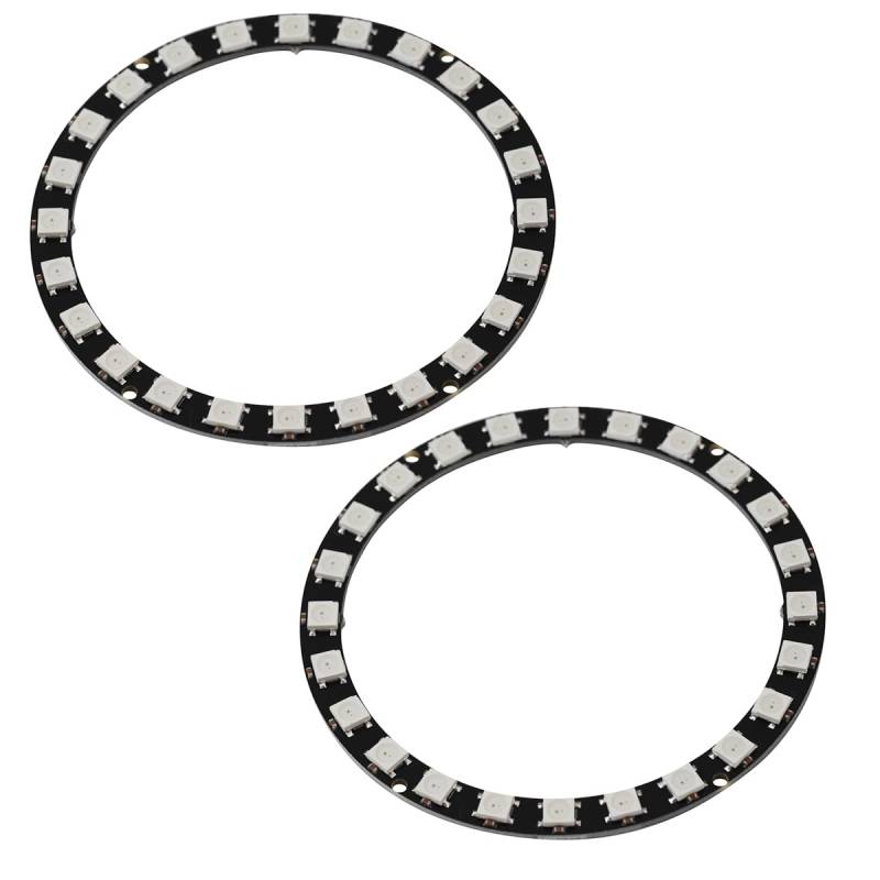 Heevhas WS2812 5050 5 V RGB-LED-Ring 24 LEDs Vollfarbe RGB-Lichtmodul-Zubehör LED-Ringlampenplatine zur Dekoration (2 Stück) von Heevhas