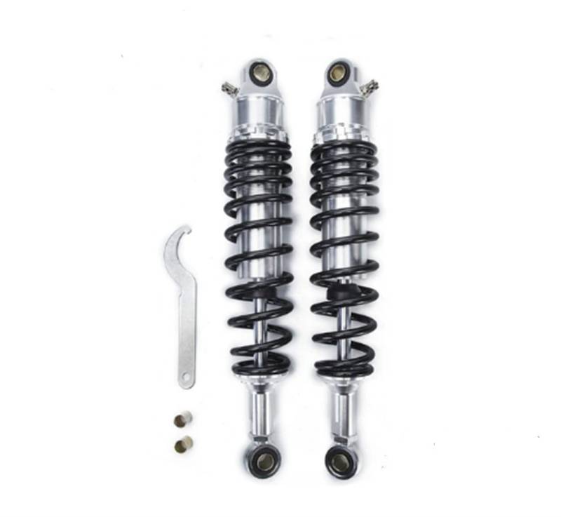 Hegeiisy 340mm 7mm Feder Universal Motorrad Stoßdämpfer Hinterradaufhängung ATV Quad Scooter Dirt Bike für 50cc 75cc 90cc 125cc 150cc 250cc 300cc Silber Schwarz von Hegeiisy