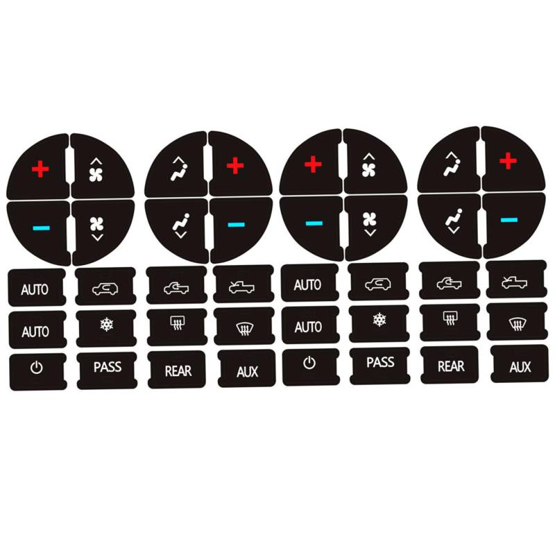 AC-Armaturenbrett-Taste-Reparatur-Kit, 2 Sätze Selbstklebender Auto-Taste-Aufkleber, 20-Buttons Dash Reparaturkit von Heidouse