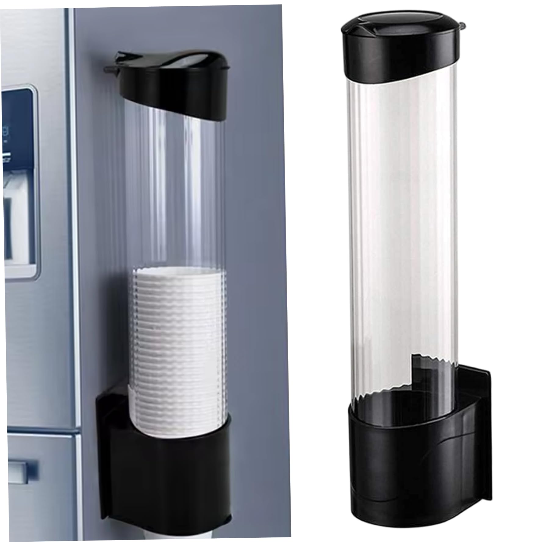 Pappbecherspender Selbstkleber Wandmontage Einwegbecher mit staubsicherem Deckel und visuellem Fenster 15-Zoll-ABS-Spender für Büro, Fitnessstudio, Schule von Heidouse