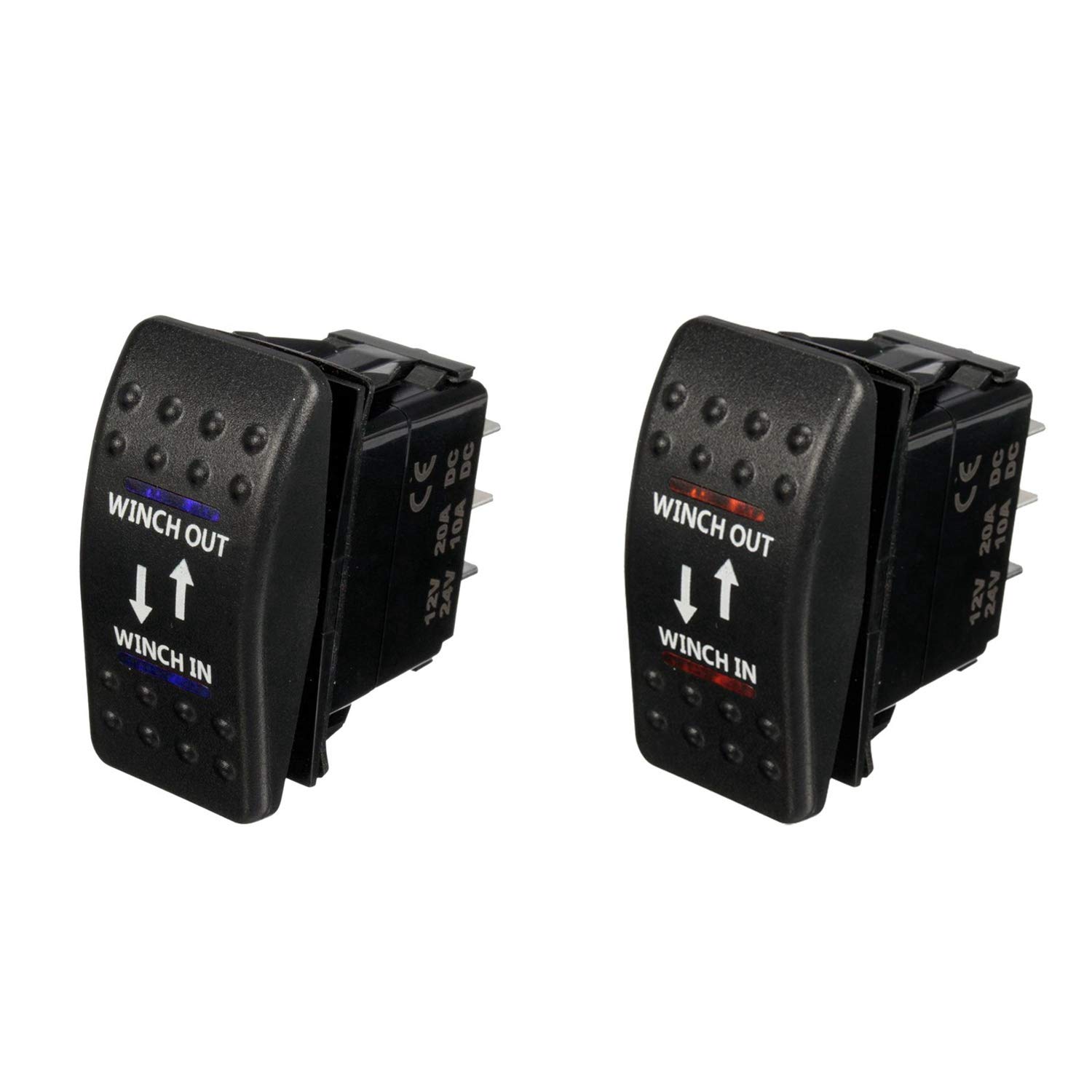 Heiikiuy Wippschalter für Seilwinde, 12 V, 20 A, Ein-/Aus-Schalter, 7-polige LED, Rot und Blau, 2 Stück Heiikiuy Wippschalter für Seilwinde, 12 V, 20 A, Ein-/Aus-Schalter, 7-polige LED, Rot und Blau, 2 Stück von Heiikiuy