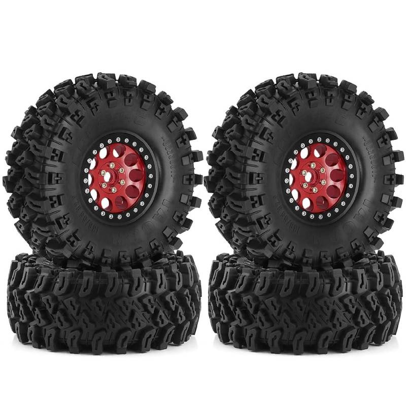 Heilanole 4 Stück 136 mm 1,9 Metall Beadlock-Felgen Gummireifensatz für 1/8 1/10 RC Crawler Car TRX4 D90 D110 Axial SCX10 A von Heilanole