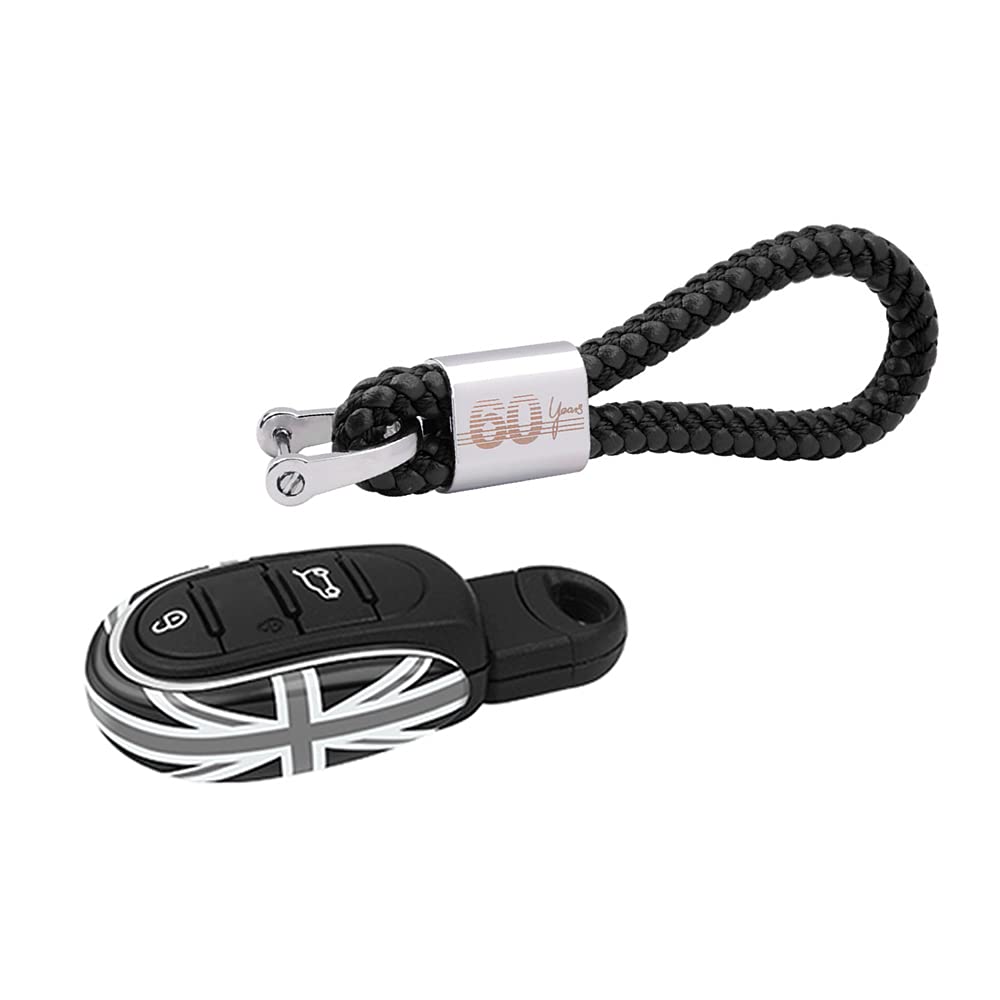 HEINMO Autoschlüssel Smart Remote Fob Cover Case Shells Seil Schlüsselanhänger Ersatz für Cooper ONE S JCW Clubman Countryman F54 F55 F56 F57 F60 Auto Styling (Gray+Black) von Heinmo's