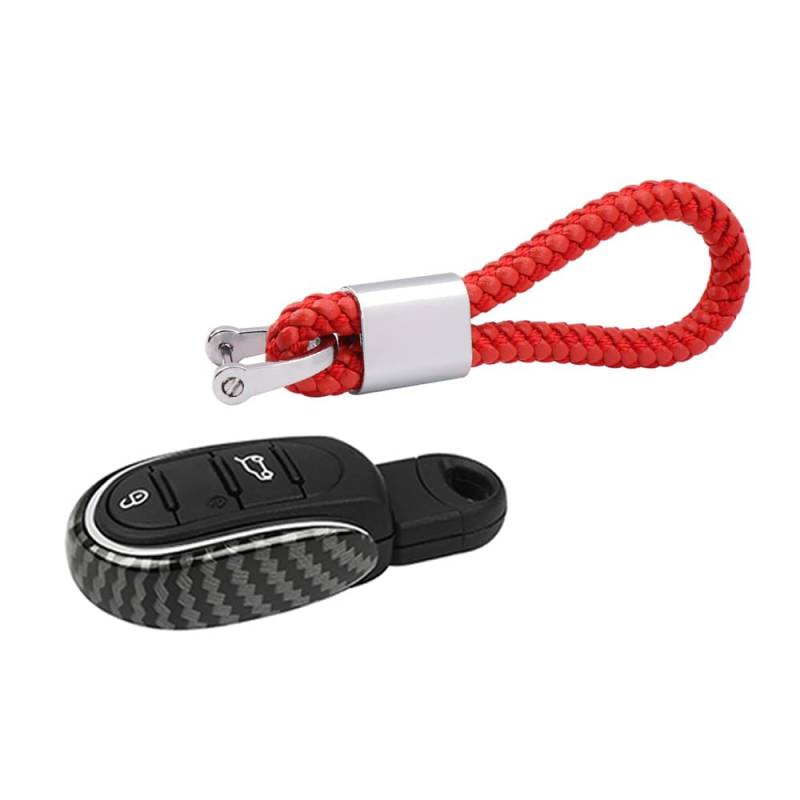 HEINMO Autoschlüssel Smart Remote Fob Cover Case Shells Seil Schlüsselanhänger Ersatz für Cooper ONE S JCW Clubman Countryman F54 F55 F56 F57 F60 Auto Styling (Carbon+Red) von Heinmo