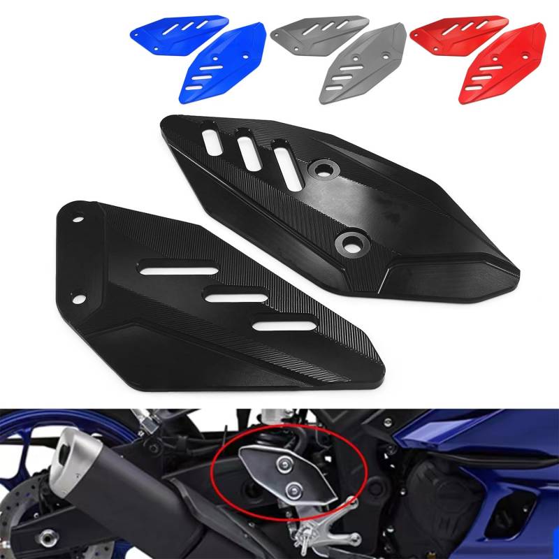 HEINMO Motorrad Aluminium Fußraste Fußstütze Fußpedalstützen Fersenschutz Abdeckung Schutz für Yama' YZF R3 MT03 MT-03 2015–2021 2022 2023 (Black) von Heinmo