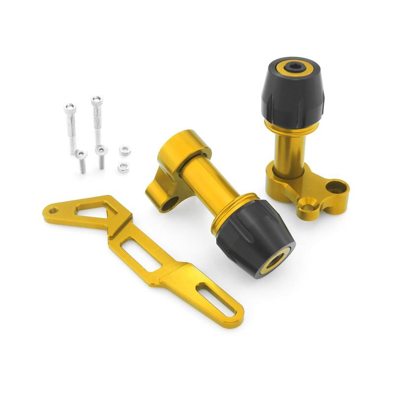 HEINMO Motorrad Auspuffschalldler Crash Slider Guard Protector CNC Aluminium Für Xmax 125 250 300 400 NVX155 NMAX155 ADV150 ADV160 Hinterrad Achsgabel Frame Slider (Gold) von Heinmo