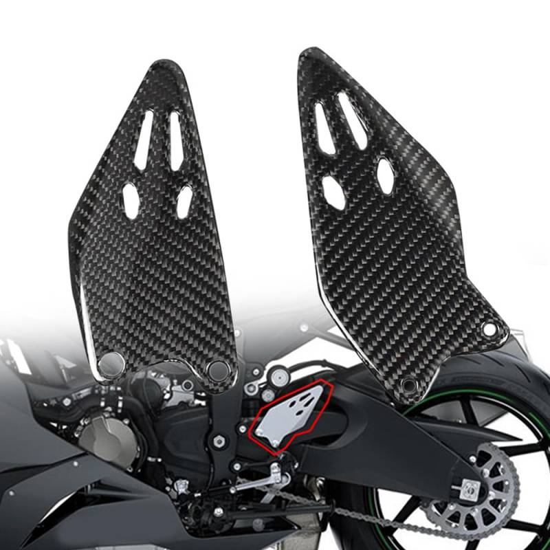 HEINMO Motorrad-Fußraste aus 3K-Echtkarbonfaser kompatibel mit KAWA ZX6R 2019-2023 2024 2025 Fußraste Fußstütze Fersenplatte Schutz Köperbindung von Heinmo