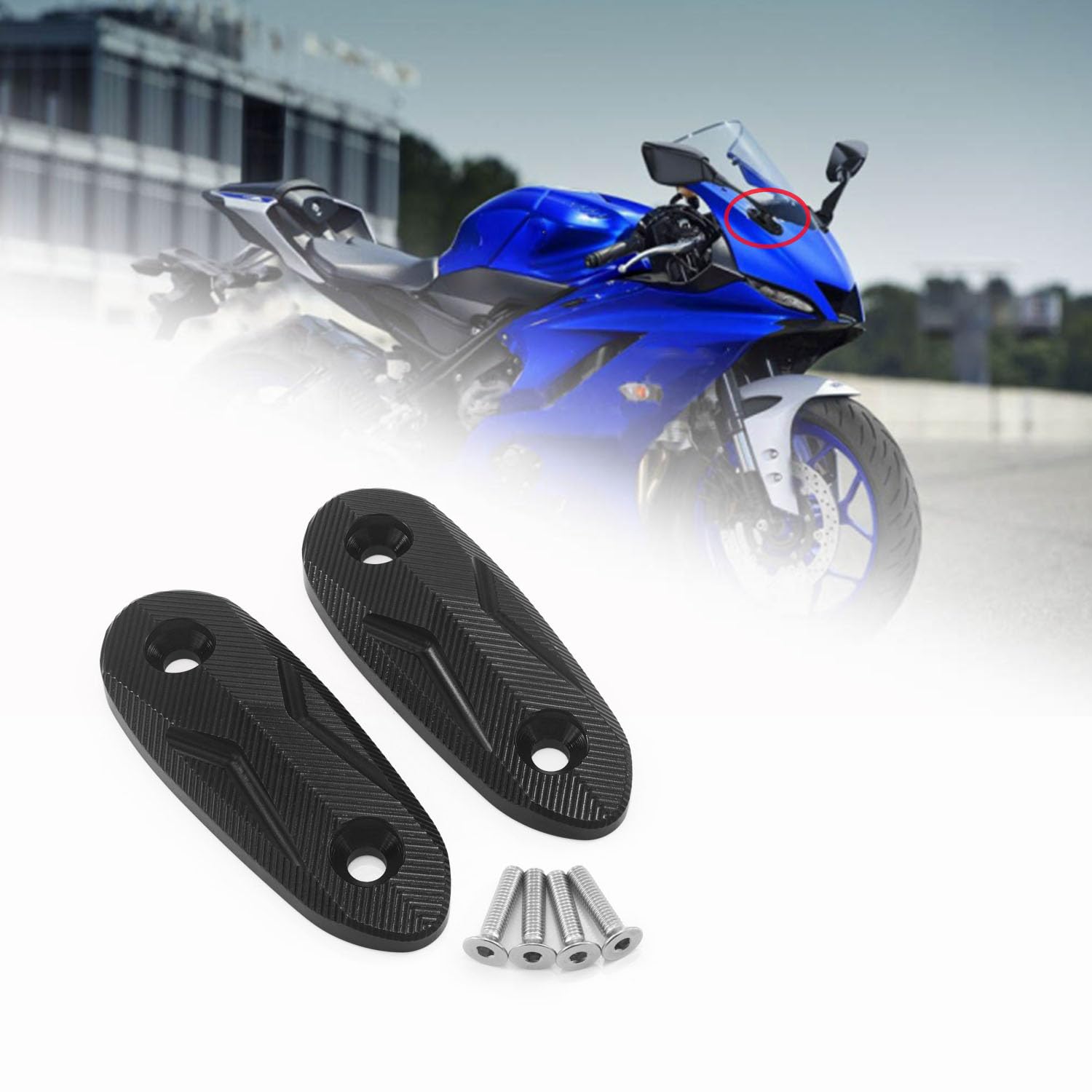 HEINMO Spiegel Block Off Platten Spiegel kappe Spiegel Loch Cover Cap Für 2019 2020 2021 2022 2023 Yama' YZF R25 R3 Aluminium (Black) von Heinmo