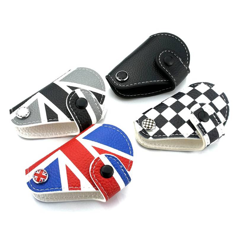 Heinmo Für Cooper R55 R56 R57 R60 R61 Clubman Countryman Union Jack Auto Echtes Leder Schlüsseltasche Fall Abdeckung (Gray Rice) von Heinmo