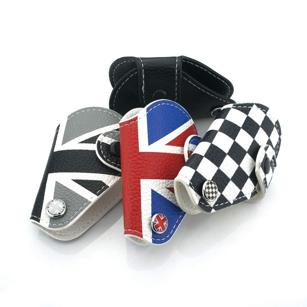 Heinmo Für Cooper Clubman Countryman Union Jack Für F54 F55 F56 F60 Auto PU Leder Schlüssel Schutztasche Hülle Auto Styling (Black and White Lines) von Heinmo