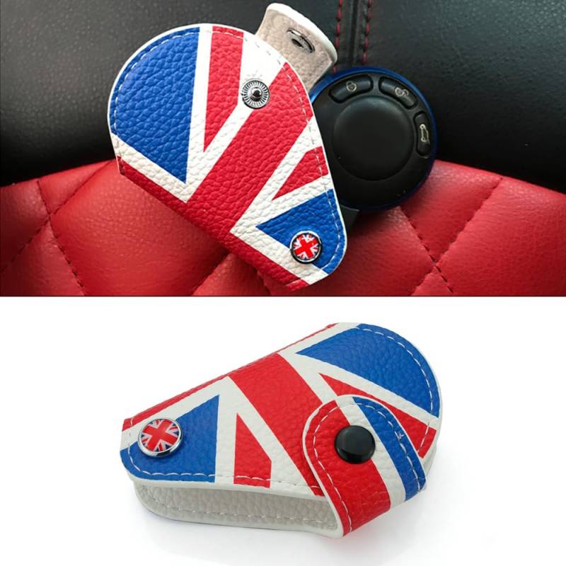 Heinmo Für Cooper Clubman Countryman Union Jack Für F54 F55 F56 F60 Auto PU Leder Schlüssel Schutztasche Hülle Auto Styling (Red Rice) von Heinmo