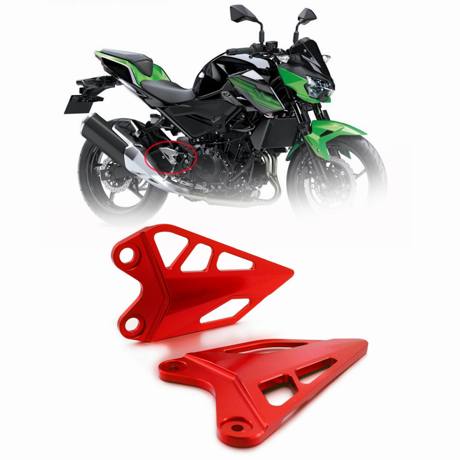 Heinmo Motorrad Aluminium Fußrasten Fußpedale Fersenschutz Abdeckschutz für Ninja400 Z400 2018-2021 2022 2023 (Red) von Heinmo