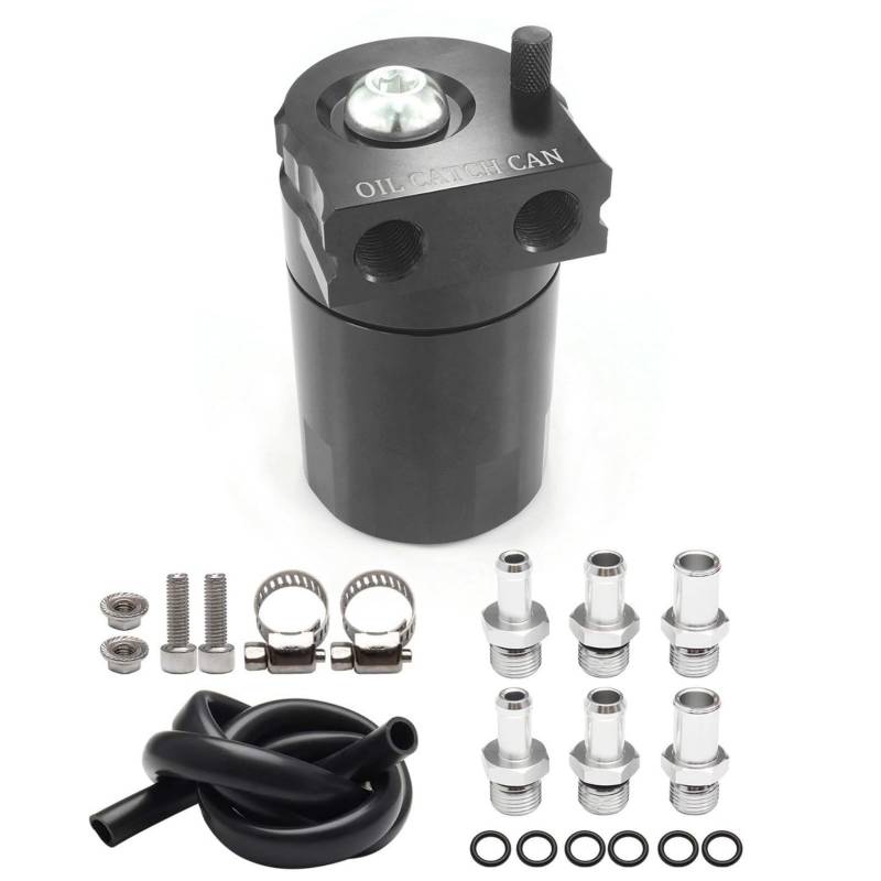 Heinmo Polish Baffled Universal Aluminium Ölauffangbehälter Oil Catch Can Reservoir Tank Cans Entlüftungsfilter mit Schlauch-Kit Ölbehälter von Heinmo