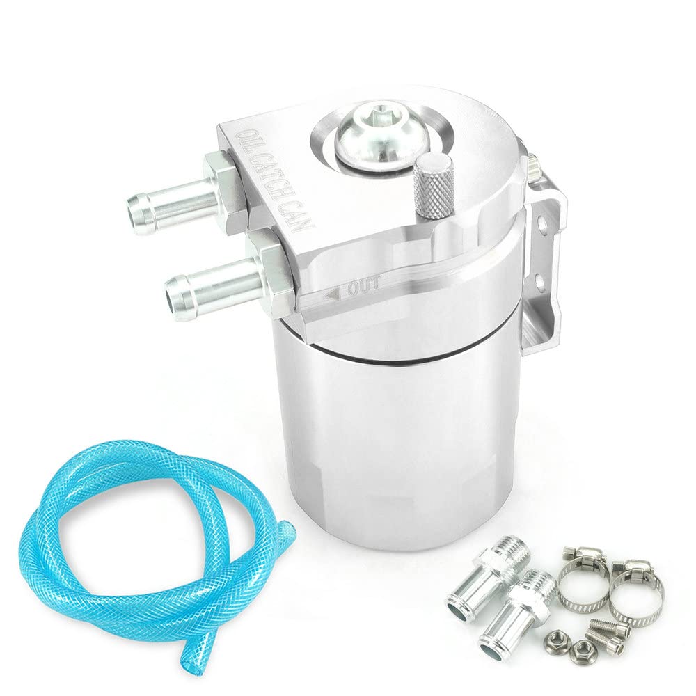 Heinmo Polish Baffled Universal Aluminium Ölauffangbehälter Oil Catch Can Reservoir Tank Cans Entlüftungsfilter mit Schlauch-Kit Ölbehälter von Heinmo