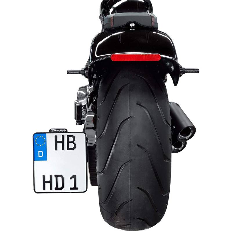 HeinzBikes Motorrad-Kennzeichenhalter seitlicher Kennzeichenhalter D 180mm HBSKZ-FL18 schwarz von HeinzBikes