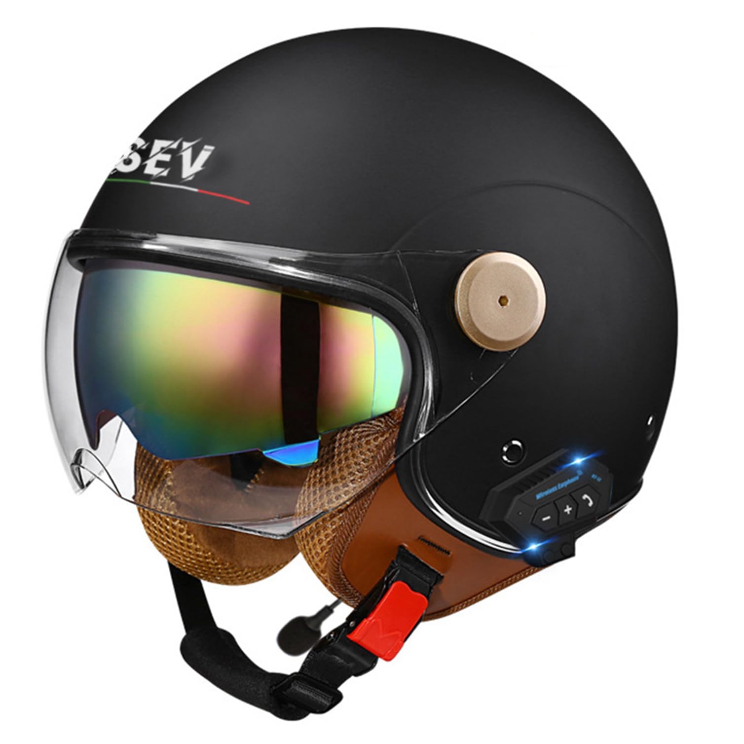 Bluetooth Motorrad Halbhelm Jethelm Motorradhelm Retro-Moto-Helm mit Sonnenblende Vintage Motorrad Halbschale Scooter-Helm JetHelm Männer und Frauen,ECE/DOT-Zulassung 24,XL Bluetooth Motorrad Halbhelm Jethelm Motorradhelm Retro-Moto-Helm mit Sonnenblende Vintage Motorrad Halbschale Scooter-Helm JetHelm Männer und Frauen,ECE/DOT-Zulassung 24,XL von Hejunlian
