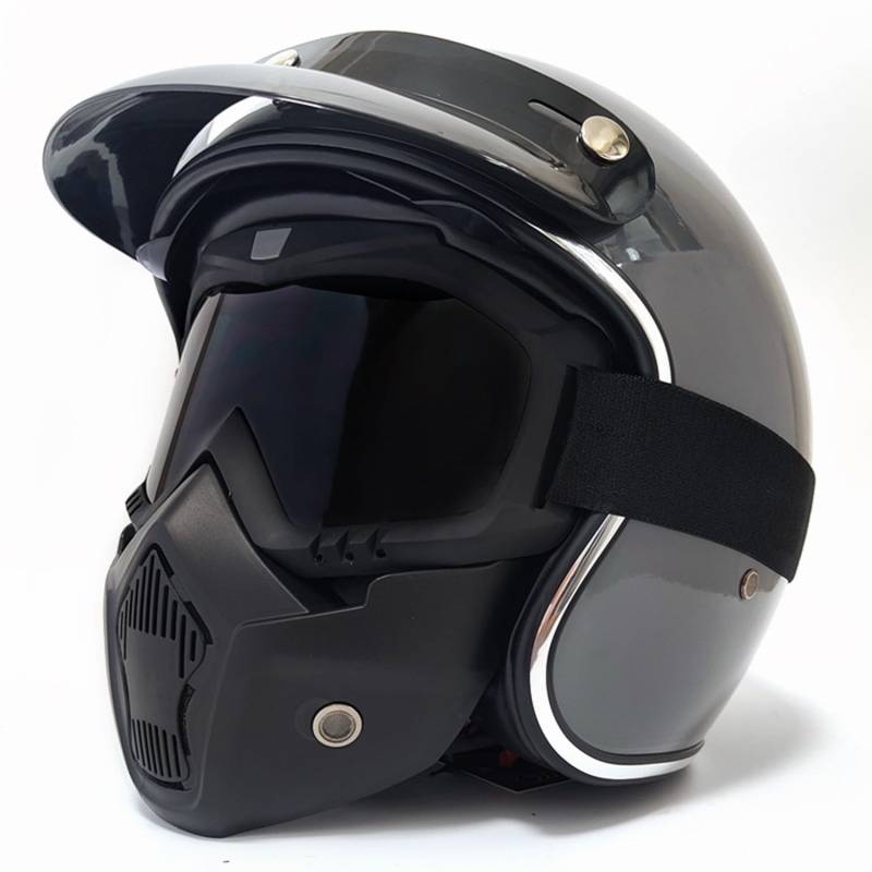 Brain Cap Jethelm Retro Motorrad Halbhelm Scooter Mofa Halbhelm Deutscher Stil Roller Halbschalenhelm Chopper Helmet ECEDOT-Zertifiziert Für Männer Frauen geeignet 6,L:59-60CM von Hejunlian