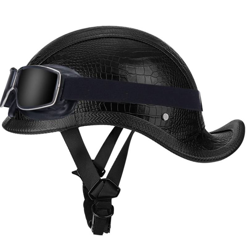 Deutscher Stil Motorrad Halbschalenhelm Jethelm Mit DOTECE-Zertifiziert Roller Halbhelm Cruiser Chopper Futter Brain Cap Halbhelm Für Männer und Frauen geeignet 14,L:59-60CM von Hejunlian
