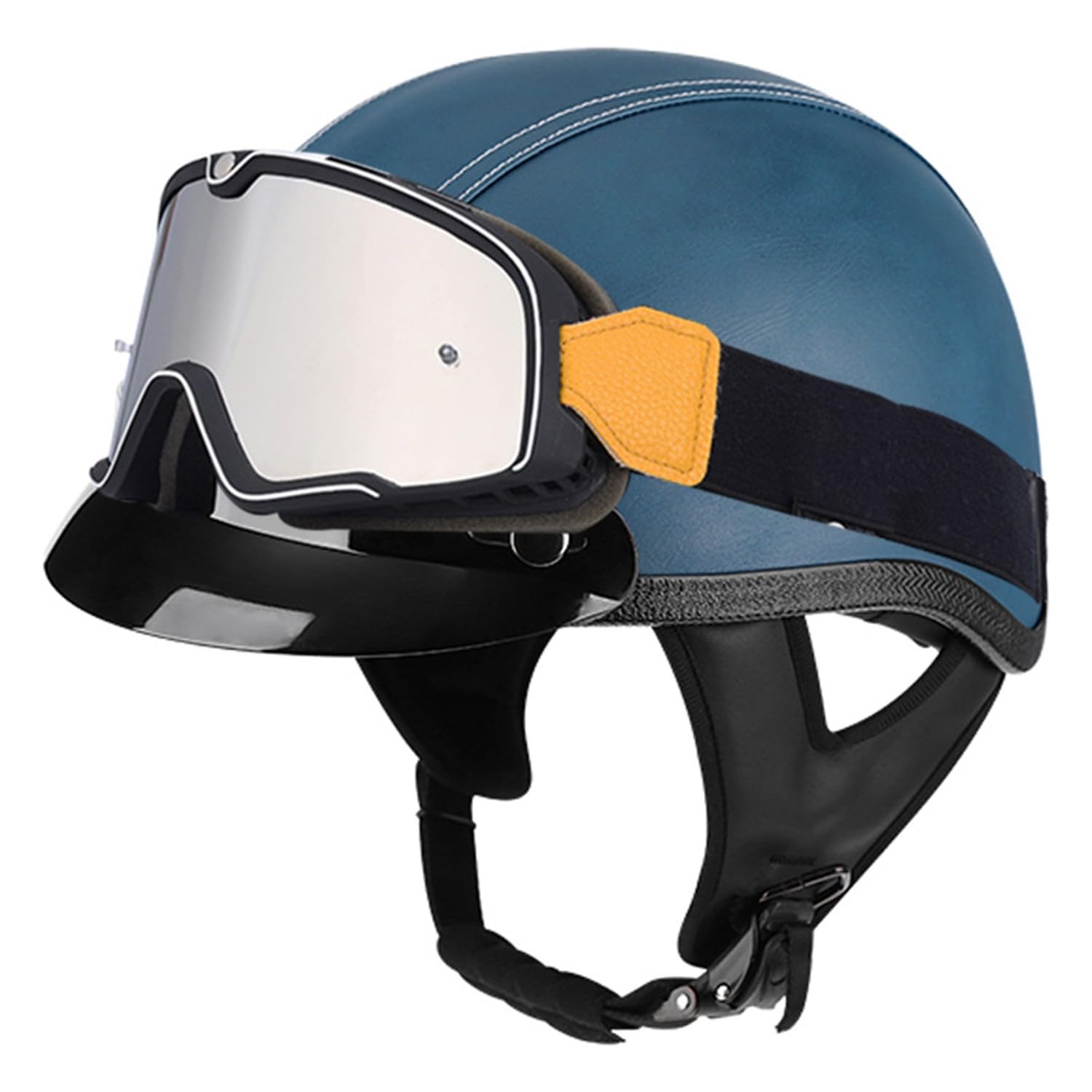 Halbschalenhelm Brain-Cap Vintage Motorrad Halbhelm Brain Cap Roller-Helmet Halbschale Jet-Helm Roller-Jethelm Scooter-Helm Mofa-Helm Retro mit Brille ECEDOT zertifizierter 1,M:57-58CM Halbschalenhelm Brain-Cap Vintage Motorrad Halbhelm Brain Cap Roller-Helmet Halbschale Jet-Helm Roller-Jethelm Scooter-Helm Mofa-Helm Retro mit Brille ECEDOT zertifizierter 1,M:57-58CM von Hejunlian