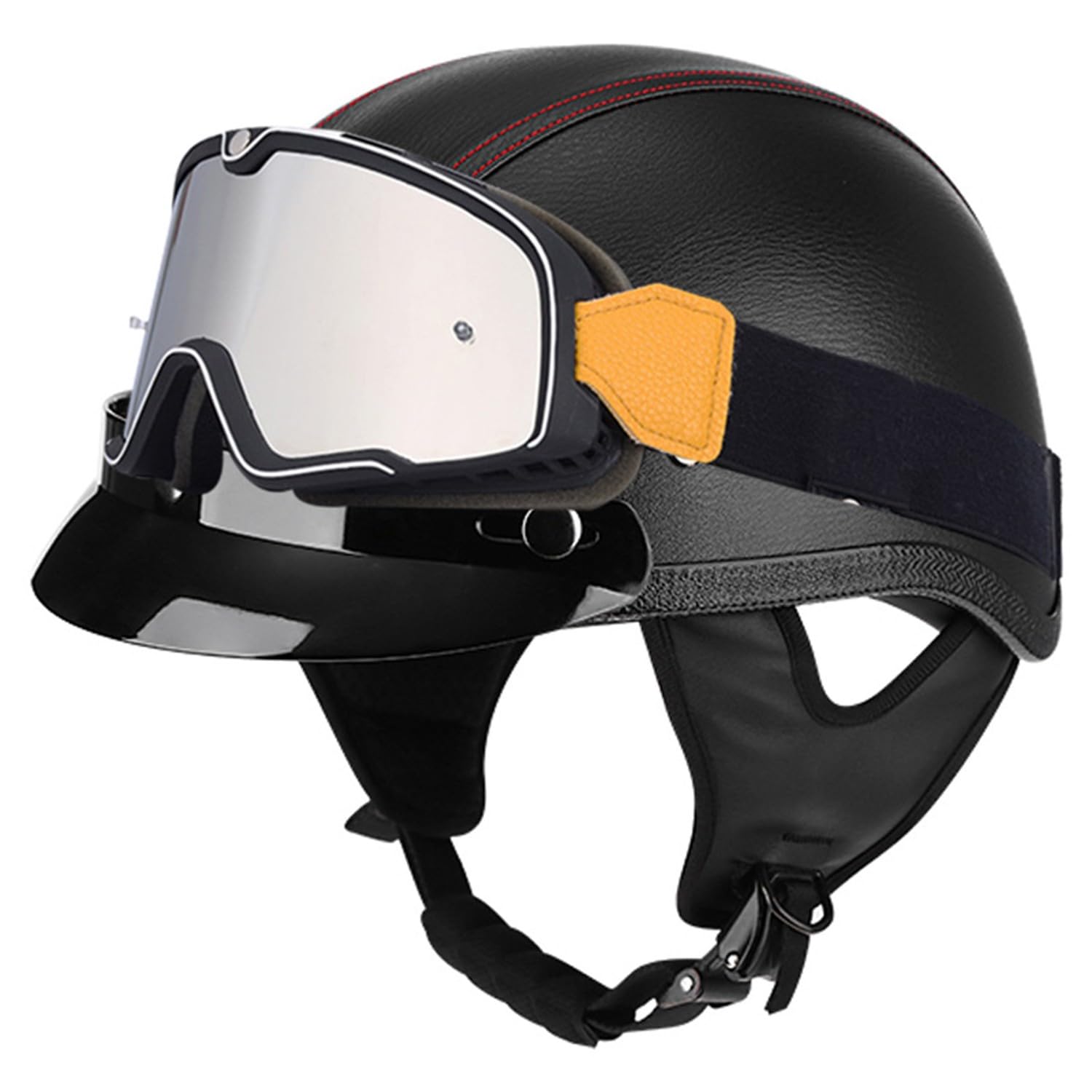 Halbschalenhelm Brain-Cap Vintage Motorrad Halbhelm Brain Cap Roller-Helmet Halbschale Jet-Helm Roller-Jethelm Scooter-Helm Mofa-Helm Retro mit Brille ECEDOT zertifizierter 2,L:59-60CM Halbschalenhelm Brain-Cap Vintage Motorrad Halbhelm Brain Cap Roller-Helmet Halbschale Jet-Helm Roller-Jethelm Scooter-Helm Mofa-Helm Retro mit Brille ECEDOT zertifizierter 2,L:59-60CM von Hejunlian