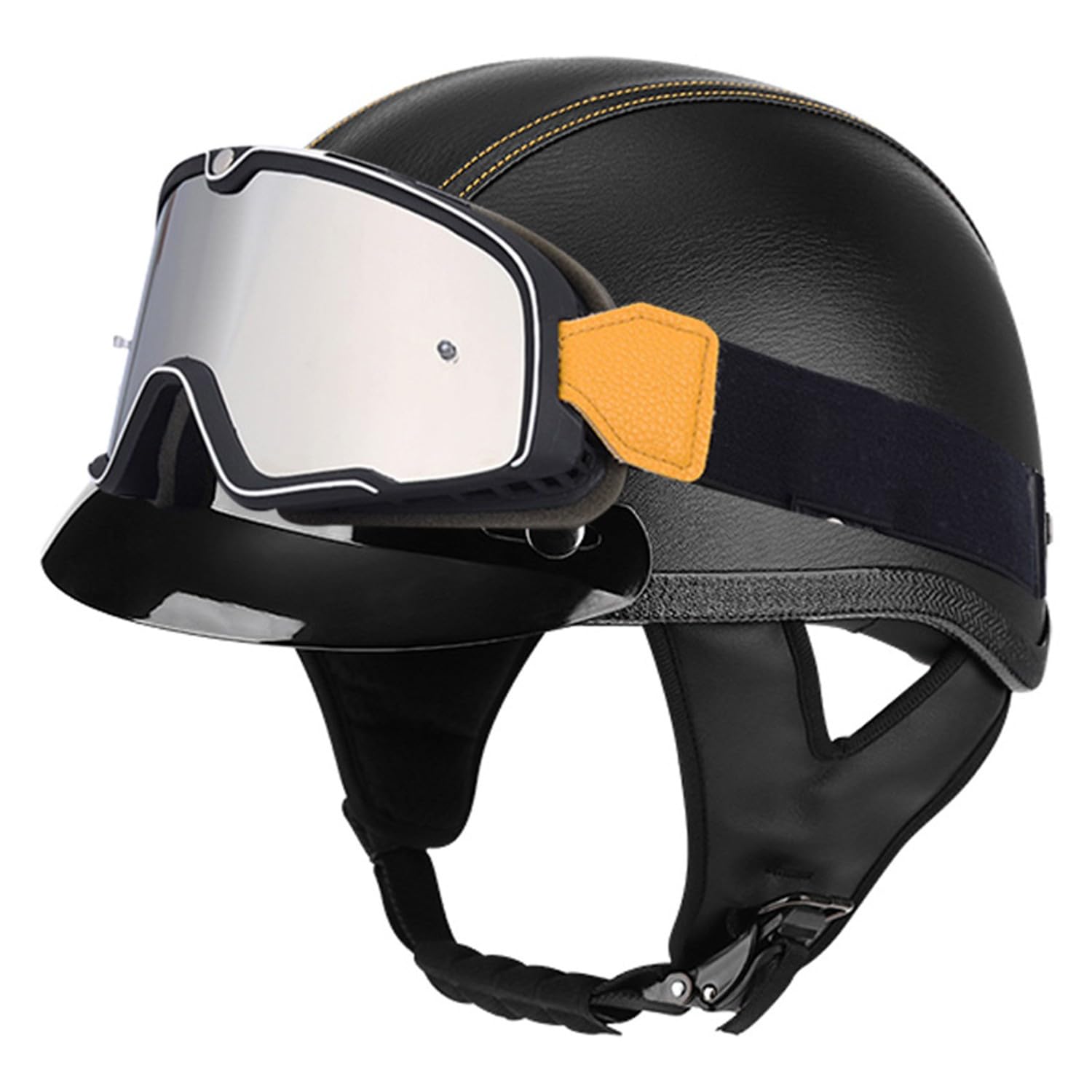 Halbschalenhelm Brain-Cap Vintage Motorrad Halbhelm Brain Cap Roller-Helmet Halbschale Jet-Helm Roller-Jethelm Scooter-Helm Mofa-Helm Retro mit Brille ECEDOT zertifizierter 5,M:57-58CM Halbschalenhelm Brain-Cap Vintage Motorrad Halbhelm Brain Cap Roller-Helmet Halbschale Jet-Helm Roller-Jethelm Scooter-Helm Mofa-Helm Retro mit Brille ECEDOT zertifizierter 5,M:57-58CM von Hejunlian