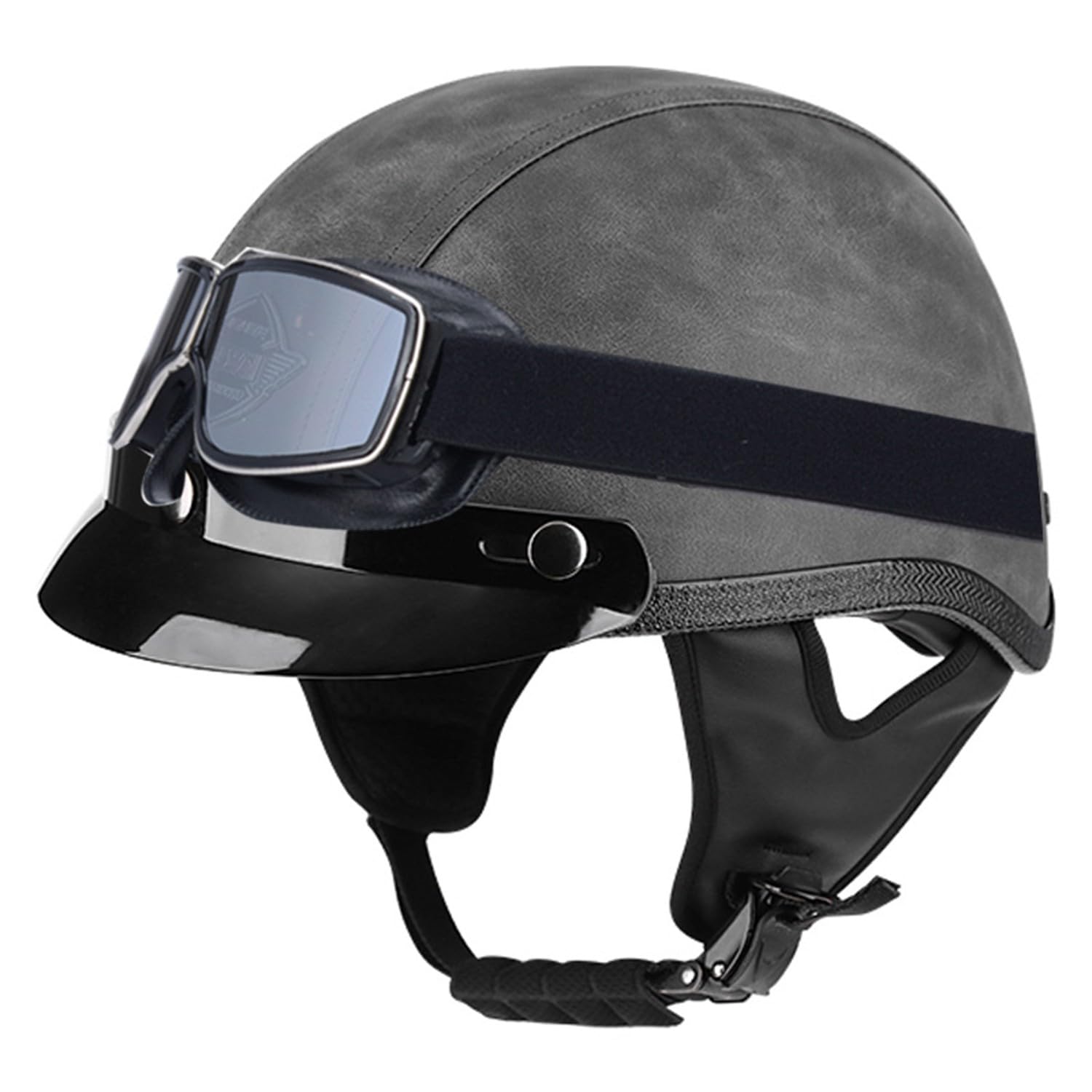 Halbschalenhelm Motorrad Halbhelm Brain Cap Roller-Helmet Mit Eine Brille DOTECE Zertifizierung Bequemes Futter Jethelm FüR Erwachsene MäNner Frauen Abnehmbares Visier 1,M:57-58CM Halbschalenhelm Motorrad Halbhelm Brain Cap Roller-Helmet Mit Eine Brille DOTECE Zertifizierung Bequemes Futter Jethelm FüR Erwachsene MäNner Frauen Abnehmbares Visier 1,M:57-58CM von Hejunlian