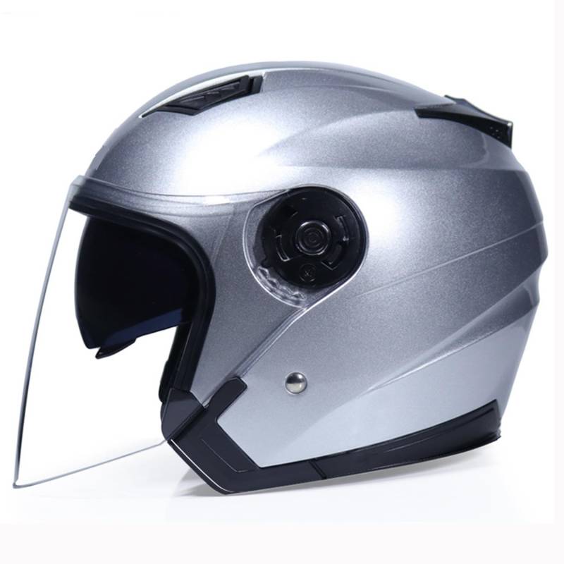 Halbschalenhelm mit Schutzbrille Vintage Jethelm Offen Gesicht Halbhelm Motorradhelm mit Roller-Helmet Brain-Cap für Erwachsene Männer und Frauen ECEDOT-Zertifiziert 10,L:59-60CM von Hejunlian