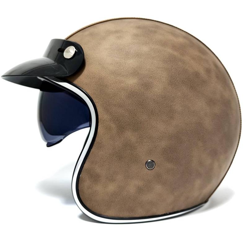 Motorrad Halbhelm Brain Cap Halbschalenhelm Roller-Jethelm Scooter-Helm Chopper Helm Jet-Helm Vintage Leder Halbhelm ECEDOT-Zertifiziert Gilt für Männer und Frauen 6,XXL:63-64CM von Hejunlian
