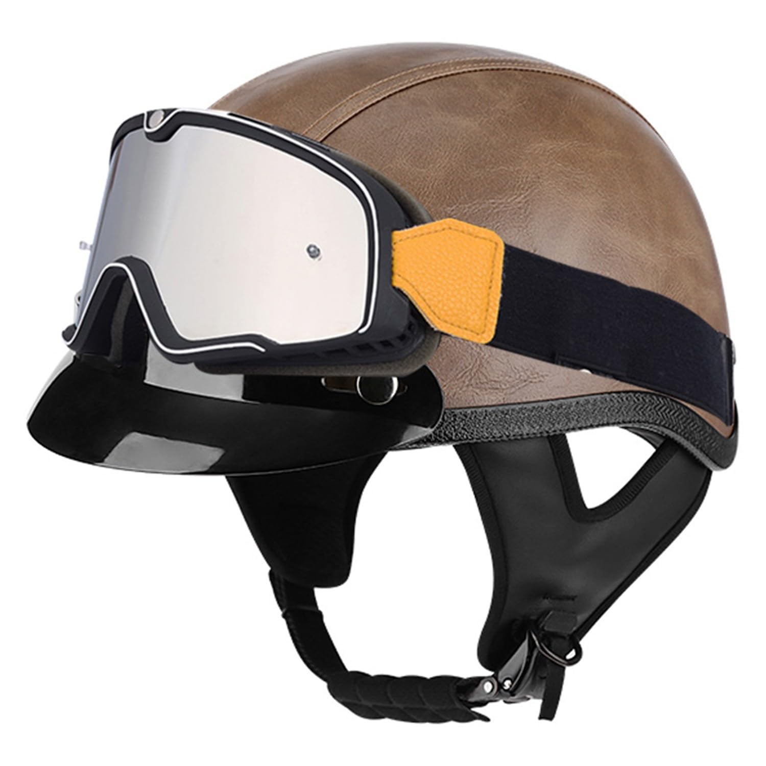 Motorrad Halbhelm Retro Chopper Halbschalenhelm Roller-Helmet Brain Cap Jethelm Moped Scooter Helm für Erwachsene ECEDOT Zertifiziert Abnehmbares Visier 3,M:57-58CM Motorrad Halbhelm Retro Chopper Halbschalenhelm Roller-Helmet Brain Cap Jethelm Moped Scooter Helm für Erwachsene ECEDOT Zertifiziert Abnehmbares Visier 3,M:57-58CM von Hejunlian